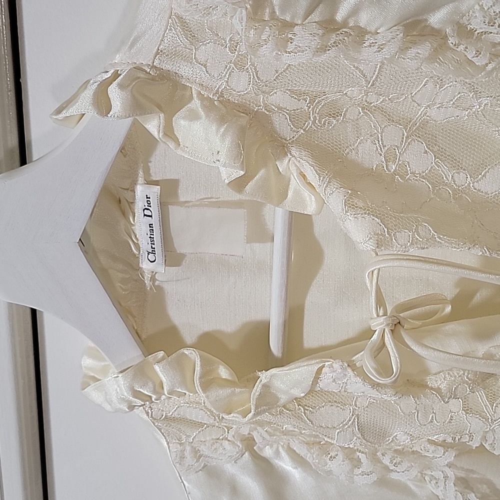 Vintage Christian Dior Nightgown Lingerie Sleepwear Cream Size M